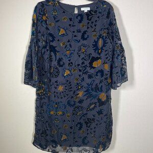 Carolina Belle Montreal Womens Tunic Style Dress Size 4 Black Blue Velvet Floral